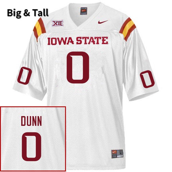 Iowa State Cyclones Men's #0 Corey Dunn Nike NCAA Authentic White Big & Tall College Stitched Football Jersey FA42K17GS